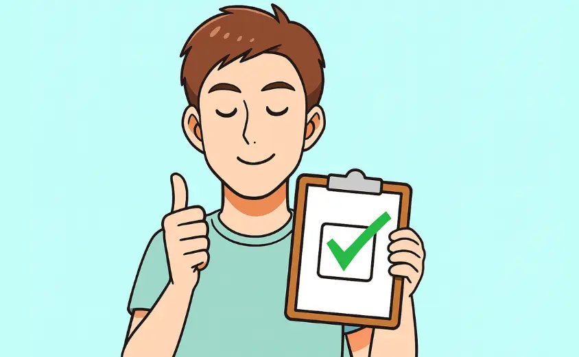 ハハロルのトラブル対策をチェックする40代男性のイラスト|注意点を確認して安心して利用する様子